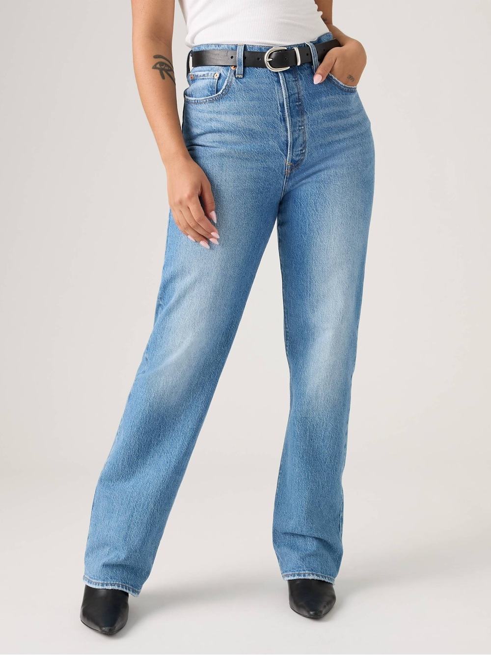 Levi’s Ribcage Straight Full Length Jeans 26 Medium Wash High Rise